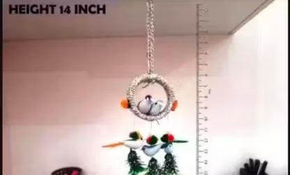 Artificial Hanging Birds with Hanging Nest Showpiece With Birds For Home/Office/Kitchen Pack Of 02 Decorative Hanging Nest