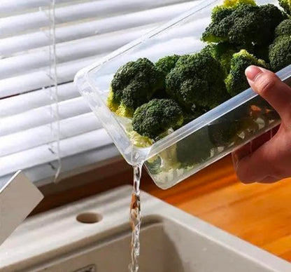 Fridge Storage Boxes (Pack Of_6) Fridge Organizer with Removable Drain Plate Fridge Storage Containers Keeps Fruits, Vegetables, Meat, Fish Fresh Longer (1500ml| design - 39 for home and kitchen