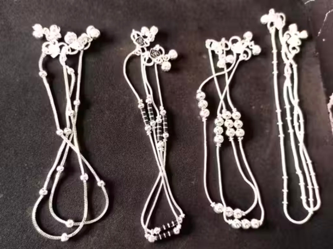 CURESTA Traditional Anklet Combo 4 Pairs of Payals for Women