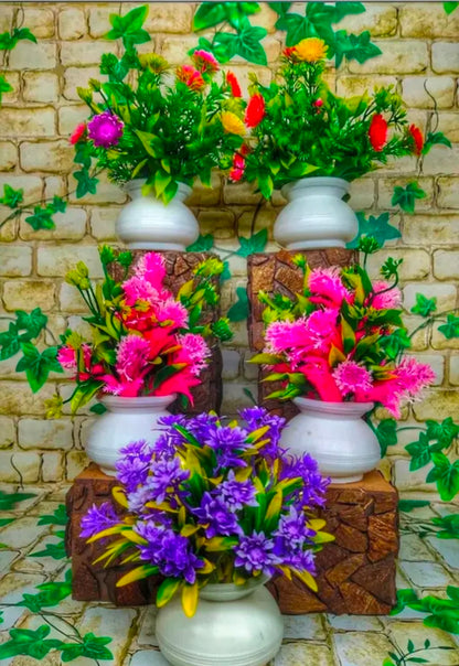 Artificial Flower Multicolour With Pot for Home, Office and Garden Decor Pack of 5