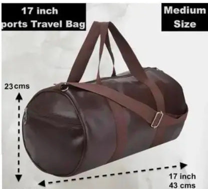 20L Leather Trendy & Classic Duffle Gym Bag for Men & Women Leather Gym Bag with Shoulder Strap Sports Bag Yoga & Travel Bag for Boys & Girls Duffle Bag & Travelling Bag Outdoor (Brown)