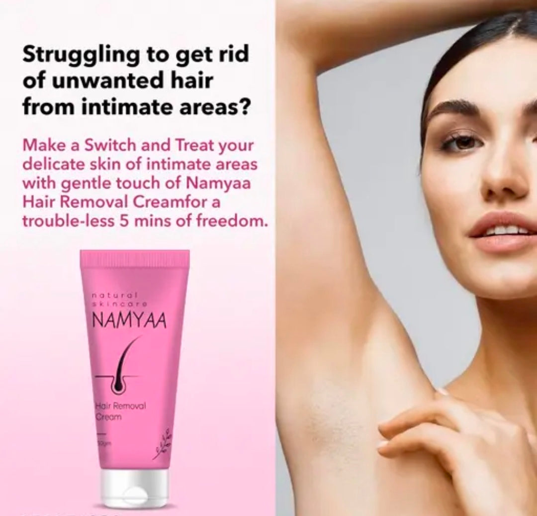 Namyaa Hair Removal Cream for Intimate Skin women 60gm
 For Intimate Skin With after wex soothing serum with vitamin C cream 15gm|