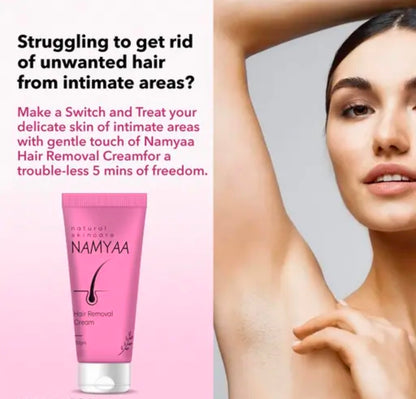 Namyaa Hair Removal Cream for Intimate Skin women 60gm
 For Intimate Skin With after wex soothing serum with vitamin C cream 15gm|
