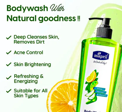 Mapril Body Wash (Shower Gel) Deeply Nourishing for Men & Women Brightening Soft, Smooth Moisturize Skin & Deep Cleansing, Dirt Remover, Oil Control, Glow & Refresh Skin-500ml (250ml Each) Pack of 2
48%
off
