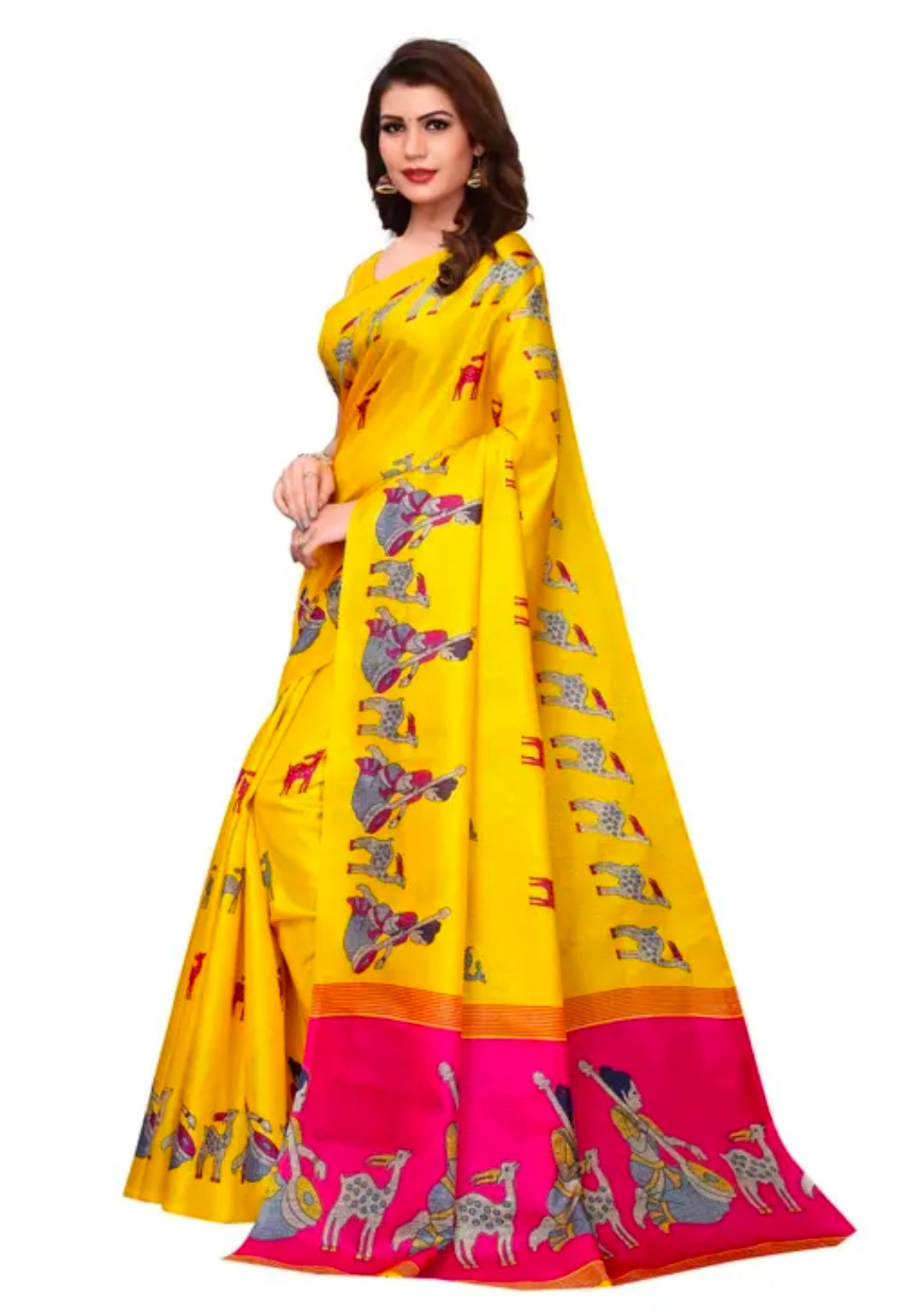 Silk Yellow Tassels and Latkans Saree With Blouse