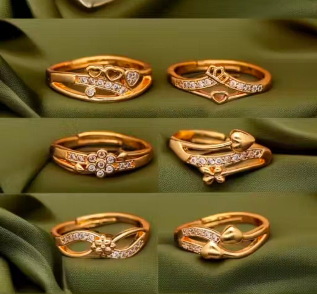 Combo of 6 pcs Free Size Adjustable AD Ring for Women and Girls
