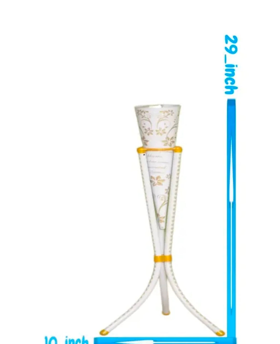 Home Decor Corner Centerpiece Gift Item and Usefull Metal Stand| R A Touch Vase Best Hand Print drawing room and living room and best flower vase best white colour and hand golden print design handicraft metal vase hight 29 INCH widh 10 INCH
