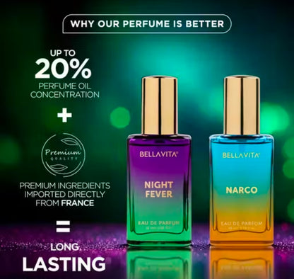 Bella Vita Unisex Night Fever + Narco EDP Perfume Combo For Men and Women 20 ml Each ( Pack of 2 items )