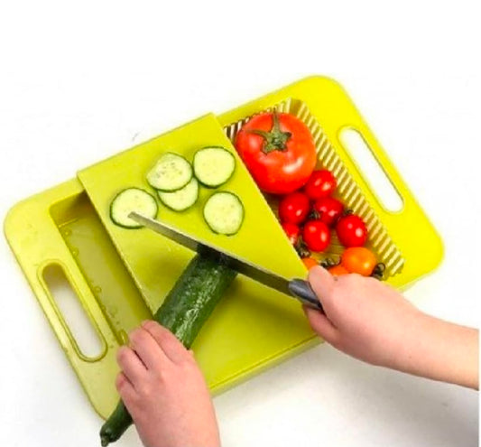 HOMIES INTERNATIONAL Multifunctional 3 in 1 Plastic Sliding Plate Outdoor Cutting Chopping Board with Storage Drawer and Drain Tank (Assorted color, 36.5 x 23 x 4.5 cm)