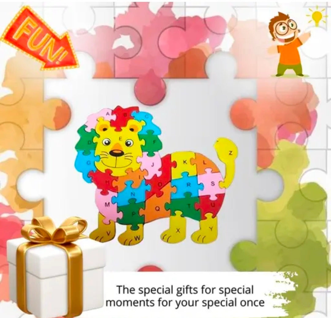 Lion Blocks Puzzle Learning ABC Alphabet Study Kids Letters Play Toy