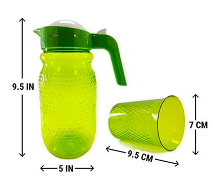 Water Jug 2 Liter with 6 Pcs Serving Glass Set 200 ml .