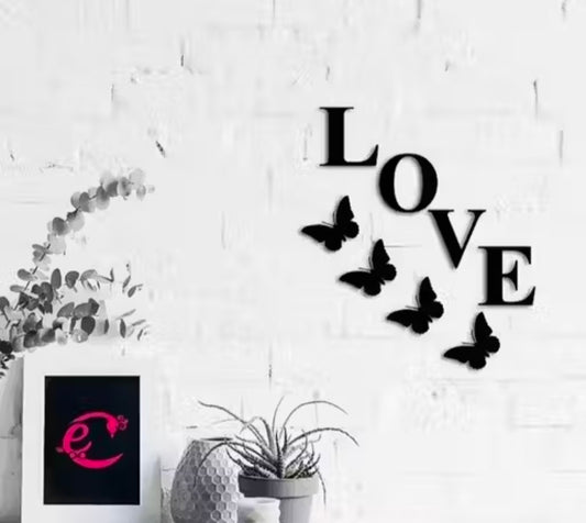 Wall Decor Home Decor Hanging Love 4 butterfly Black Wall Decoration and hangings double tap including Back side