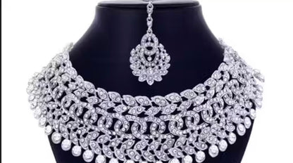 Sterling Rhodium Plated Jewellery Set With White Austrian Daimond