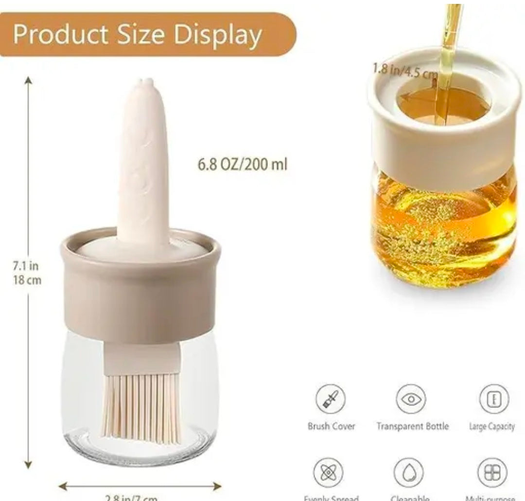 Oil Dispenser for Kitchen, 2 IN 1 Oil Dispenser Bottle with Silicone Basting Brush for Cooking Vinegar Sauce BBQ Grill Frying Baking,Air Fryer (pack of 1)