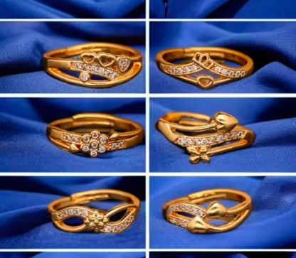 Combo of 6 pcs Free Size Adjustable AD Ring for Women and Girls