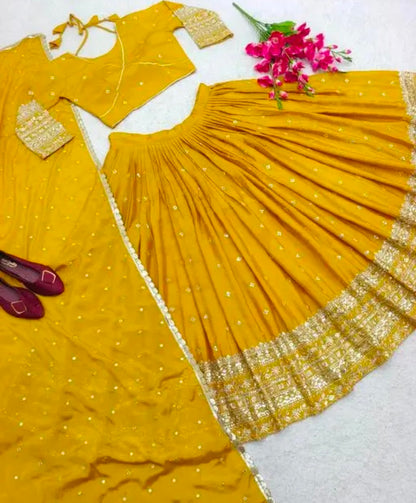 Yellow Color Heavy Work Marriage Special Lehenga Choli