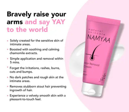 Namyaa Hair Removal Cream for Intimate Skin women 60gm
 For Intimate Skin With after wex soothing serum with vitamin C cream 15gm|