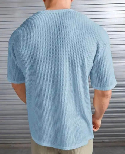 Elvesta Men's Oversized Waffle Knit T-shirt Combo Pack of 2 | Popcorn Texture