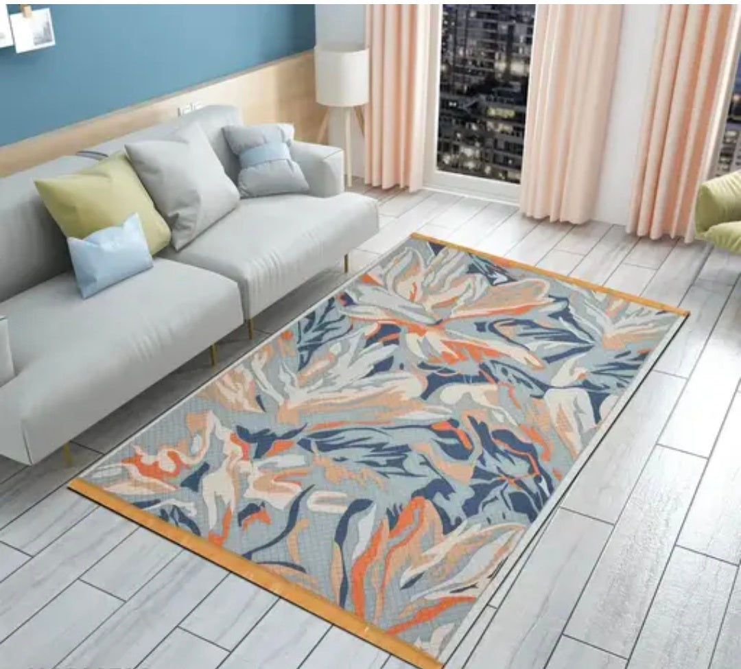 Riva 5×7 Feet 3D Multi Printed abstract carpet rug runner and carpets for bedroom /living area/home with anti sleep backing (5×7ft)