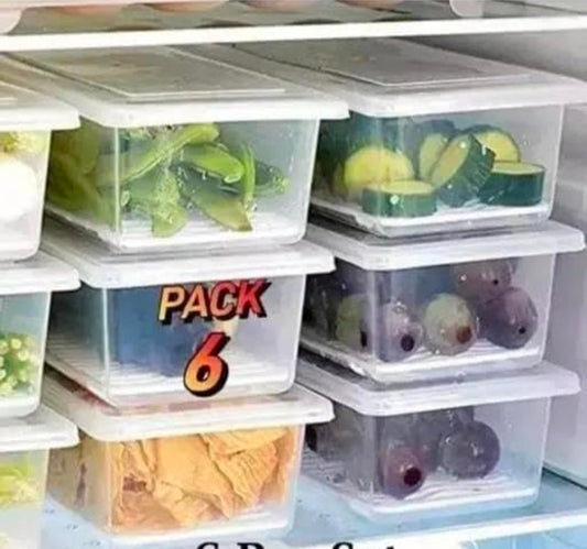 Fridge Storage Boxes (Pack Of_6) Fridge Organizer with Removable Drain Plate Fridge Storage Containers Keeps Fruits, Vegetables, Meat, Fish Fresh Longer (1500ml| design - 39 for home and kitchen