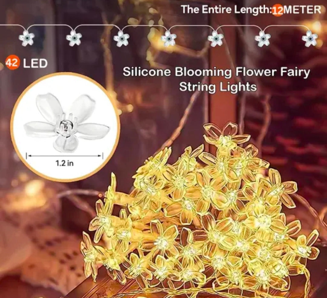 BM Ecom 36 LED 10 Meter Warm White Silicone Blossom Flower Fairy String Light Series lights for festival home decoration (warm white)