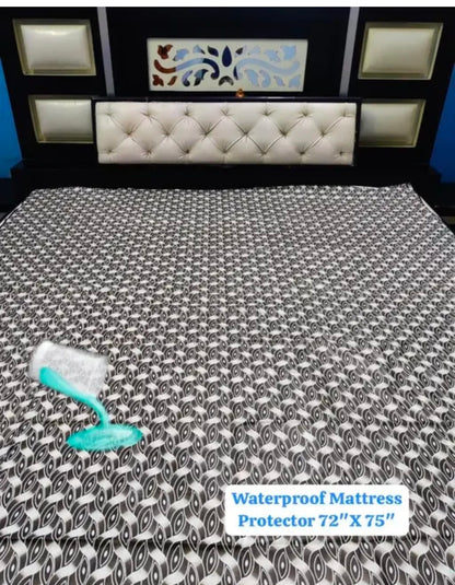 MH Printed Waterproof Bedsheet/Mattress Protector/Baby Mat/Elastic/Fitted Bedsheet Size (72" X 75") inches with Superior/Heavy Quality