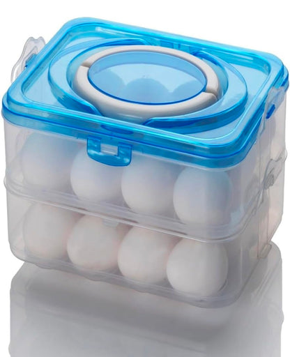 Veloxi EXIM Plastic Portable Refrigerator Egg Tray Box With Lid, Egg Tray Egg Storage Box Fridge For Eggs, Egg Storage Basket, Eggs Basket (Pack of 1) (24 GRID)