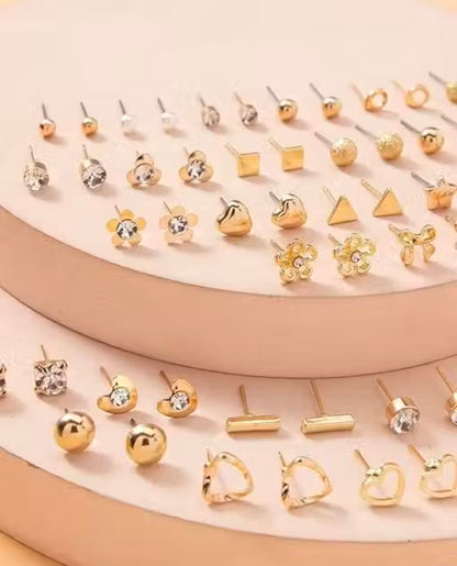 RARE 1 Jwellery for Women Girls Gold Plated Multicolour Pearl & AD Studs Combo of 30 Quirky Pairs