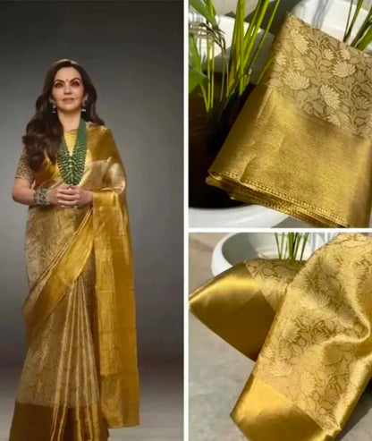 Celebrity inspired gold tissue silk Trending saree