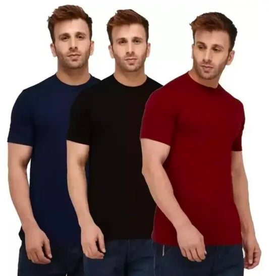 Urbane Glamorous Men Dri Fit Active Tshirts Combo of 3 (Black, Maroon, Navy Blue)