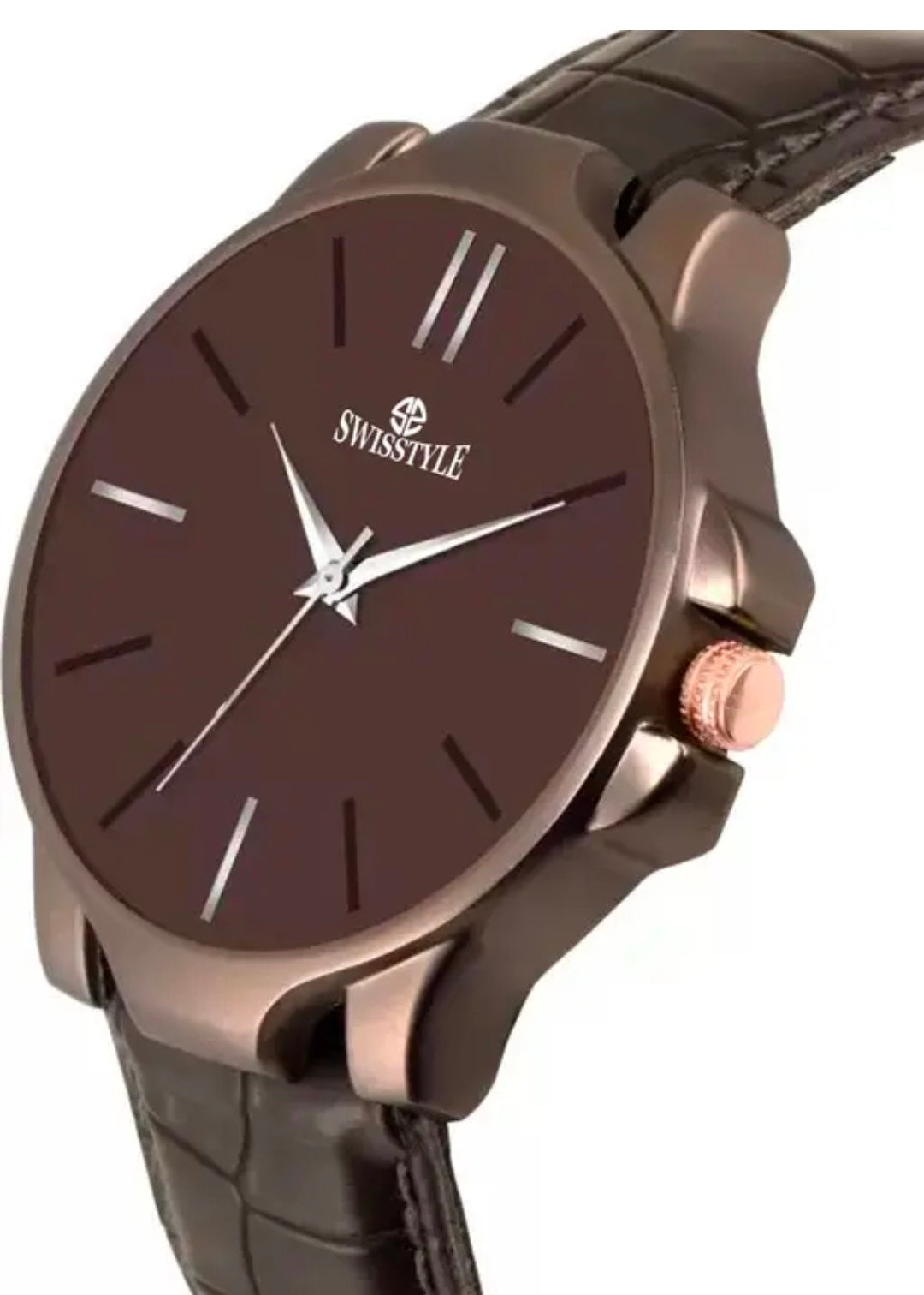Men Synthetic Round Dial Brown Analog Watch