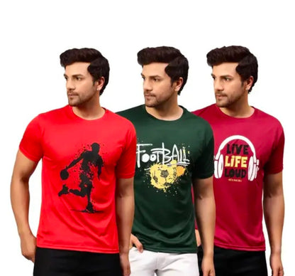 Urbane Glamorous Men Dri-Fit Printed Active Tshirts Combo of 3