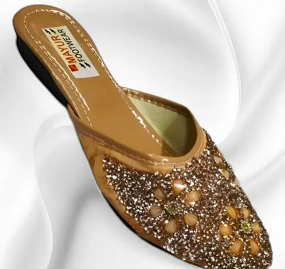 Stylish Flats for women, Girls and ladies Punjabi jutties Traditional Flat Mojari Flower Canvas Slip on Bellies | Daily Wear Casual Ladies Jutti
