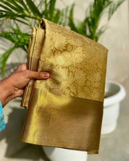 Celebrity inspired gold tissue silk Trending saree