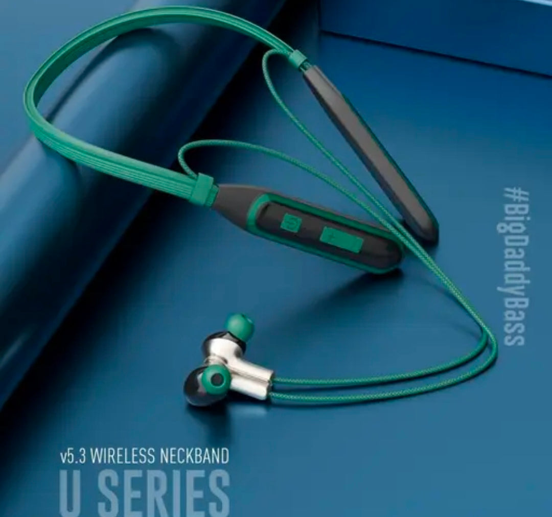 UBON U Series Newly Launched Wireless Neckband , Blutooth 36 Hours Playback ,Type C - Fast Charging , Magnetic Earbuds ,Auto pairing,Sporty design , Comfortable fit,220 Hours Standby Time ( Green )