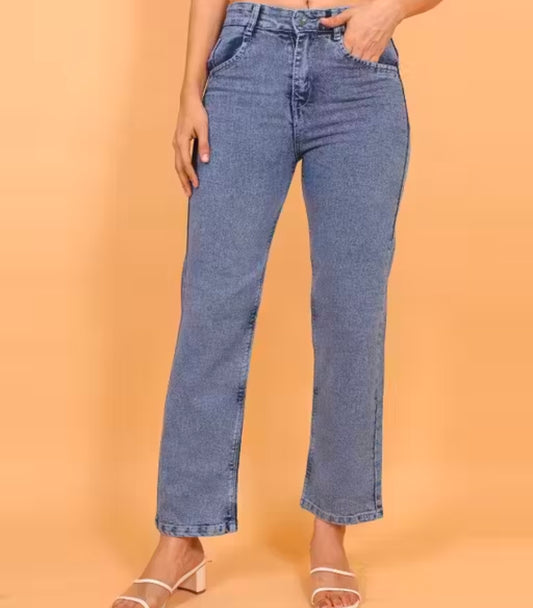 ICE BLUE DENIM WIDE LEG JEANS
