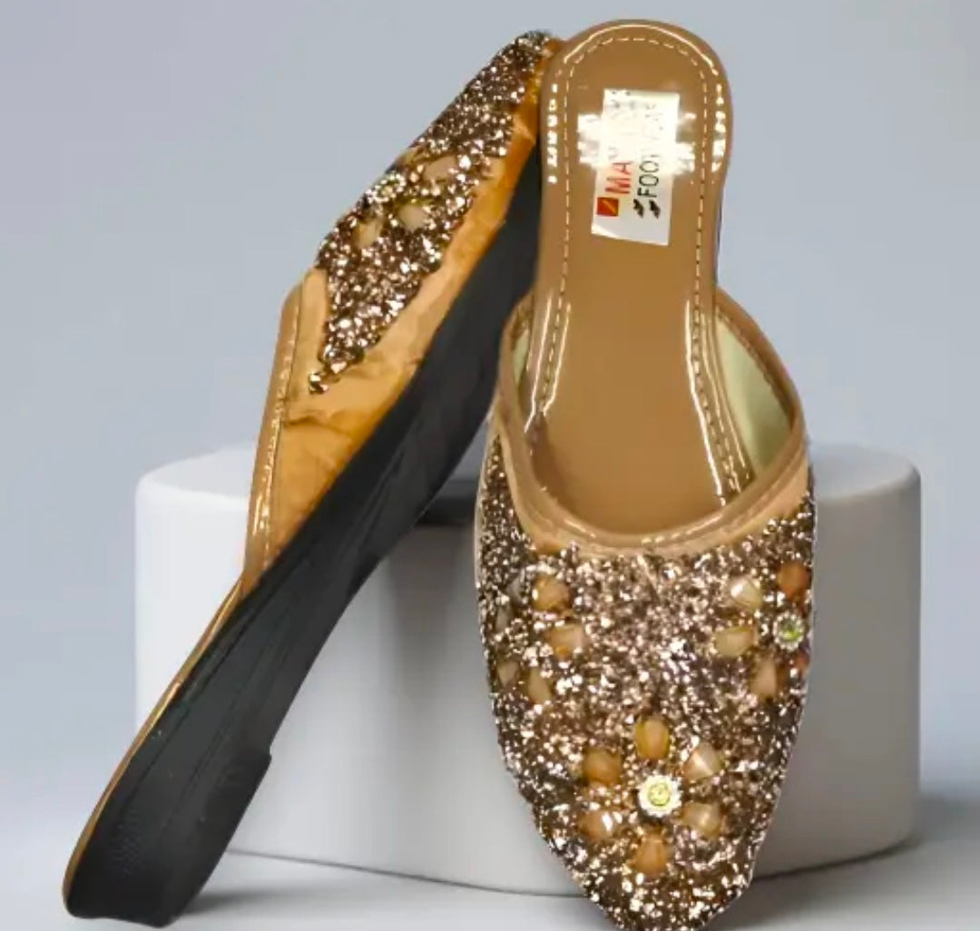 Stylish Flats for women, Girls and ladies Punjabi jutties Traditional Flat Mojari Flower Canvas Slip on Bellies | Daily Wear Casual Ladies Jutti