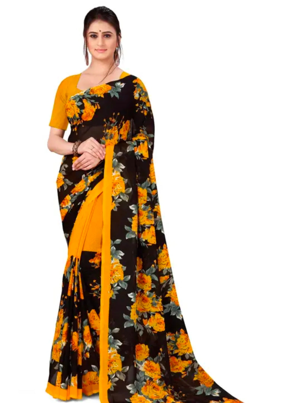 Anand Sarees Printed Georgette Saree with Blouse Piece
