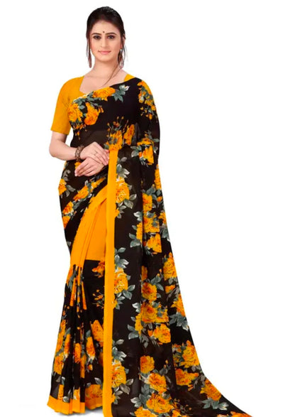 Anand Sarees Printed Georgette Saree with Blouse Piece