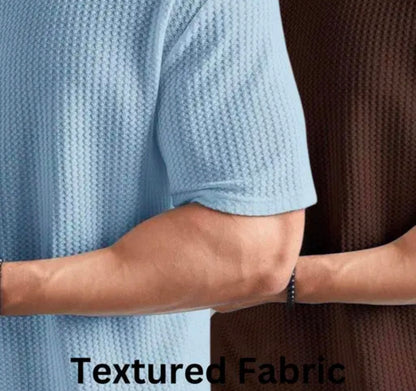 Elvesta Men's Oversized Waffle Knit T-shirt Combo Pack of 2 | Popcorn Texture