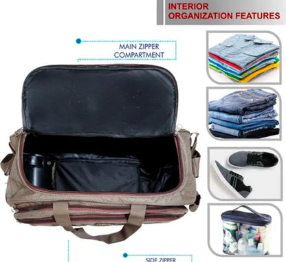 60 L Strolley Duffel Bag - Unisex Polyester Medium Size Travel Weekender Duffle Bag for Men & Women Luggage Bag For Men and Women