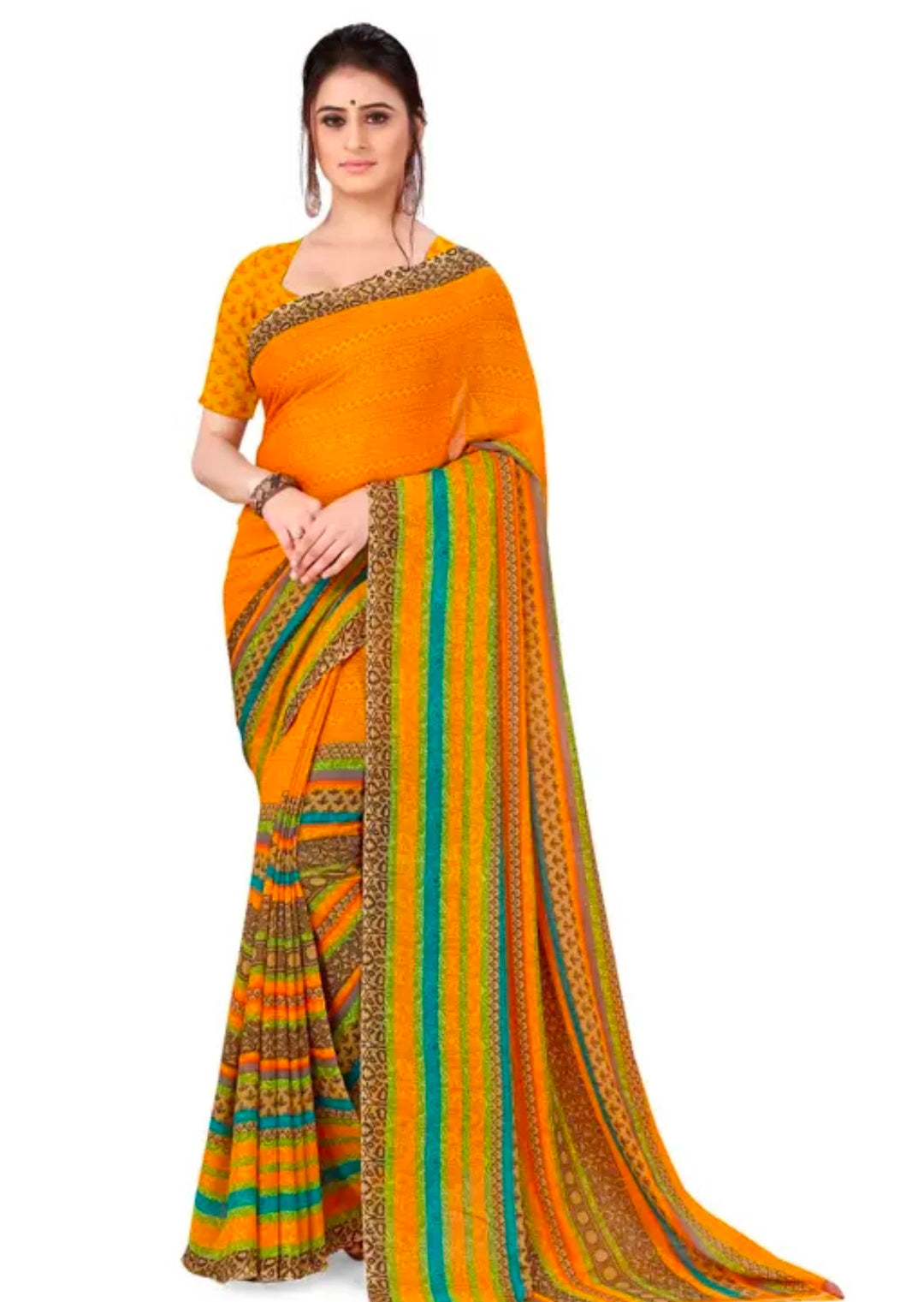 Anand Sarees Printed Georgette Saree with Blouse Piece