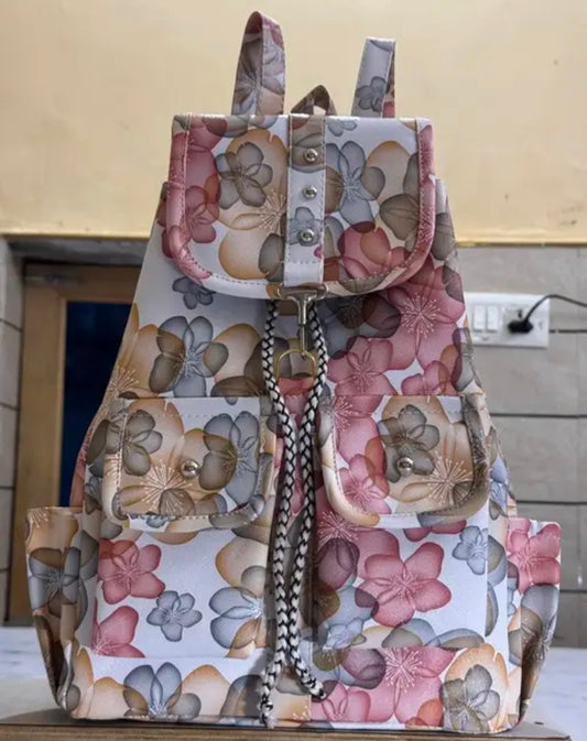 Flower design backpack for women and girls