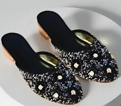 Stylish Flats for women, Girls and ladies Punjabi jutties Traditional Flat Mojari Flower Canvas Slip on Bellies | Daily Wear Casual Ladies Jutti