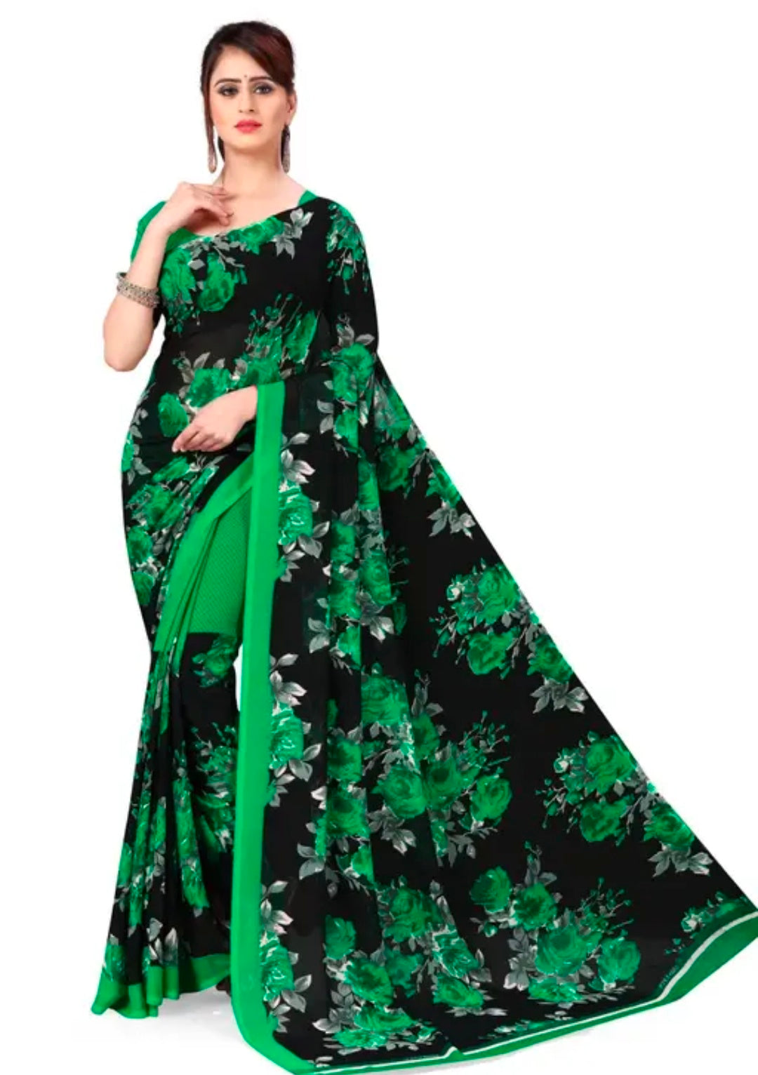 Anand Sarees Printed Georgette Saree with Blouse Piece
