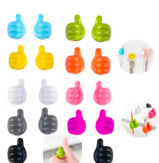 10 Pack Colorful Thumb Shape Adhesive Wall Hooks- Strong Shelf-Adhesive Hooks for Keys, Kitchen, Bathroom and Bedroom- No Drill Wall Hooks for damage -Free Hanging- Multi Purpose Decorative Holders