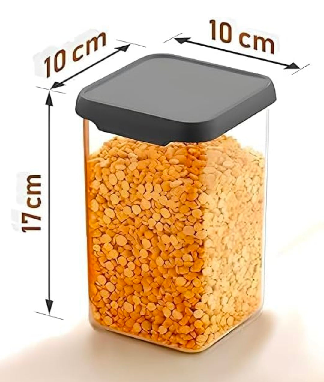 TUWEL Square Air-Tight Unbreakable (PACK OF 6; 1100ml) Kitchen Storage Container Set | BPA-Free Modular | Space-Saving Grocery Organizer