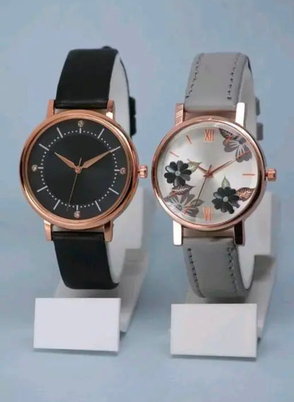 Best Quality Festive Season Flower Designer Round Dial Attractive Leather Belt Women Watches Combo Pack of 2 Watches combo for women stylish girl watches combo pack of 2 analog watches combo wrist watches combo watches for girls stylish watches Set
