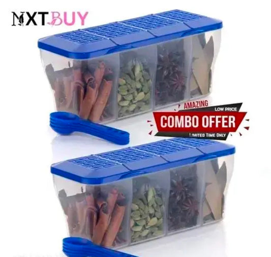 Food container set 4 in 1 transparent pack of 2 blue colour)BY 1 GATE 1 FREE