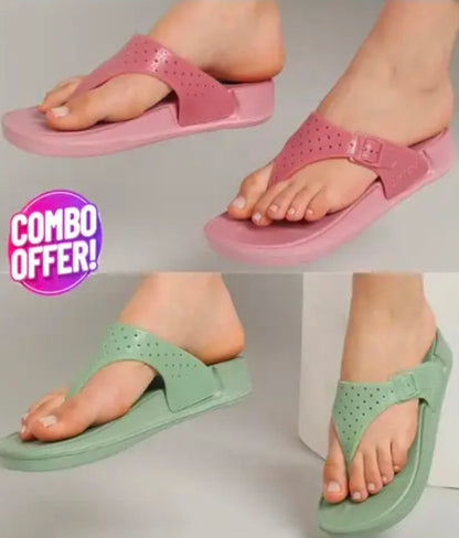Women Slippers and flip flops light weight daily use and comfortable pack of 2